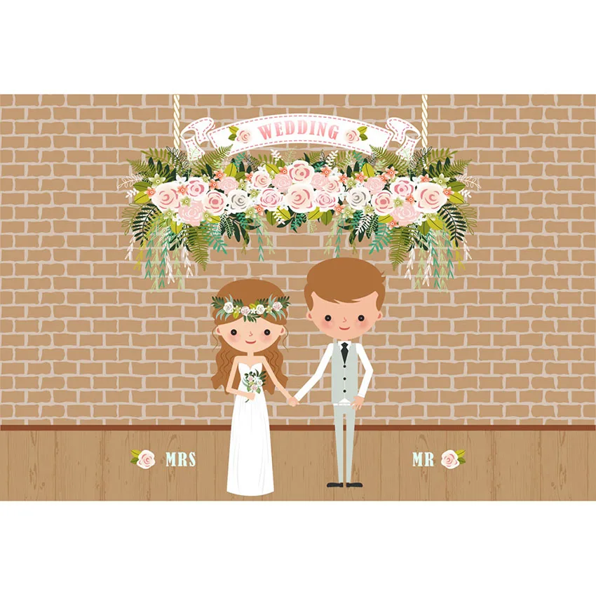 

Vinyl brick wall flowers wedding Photography Backdrops party Photo Background for photo studio g-719
