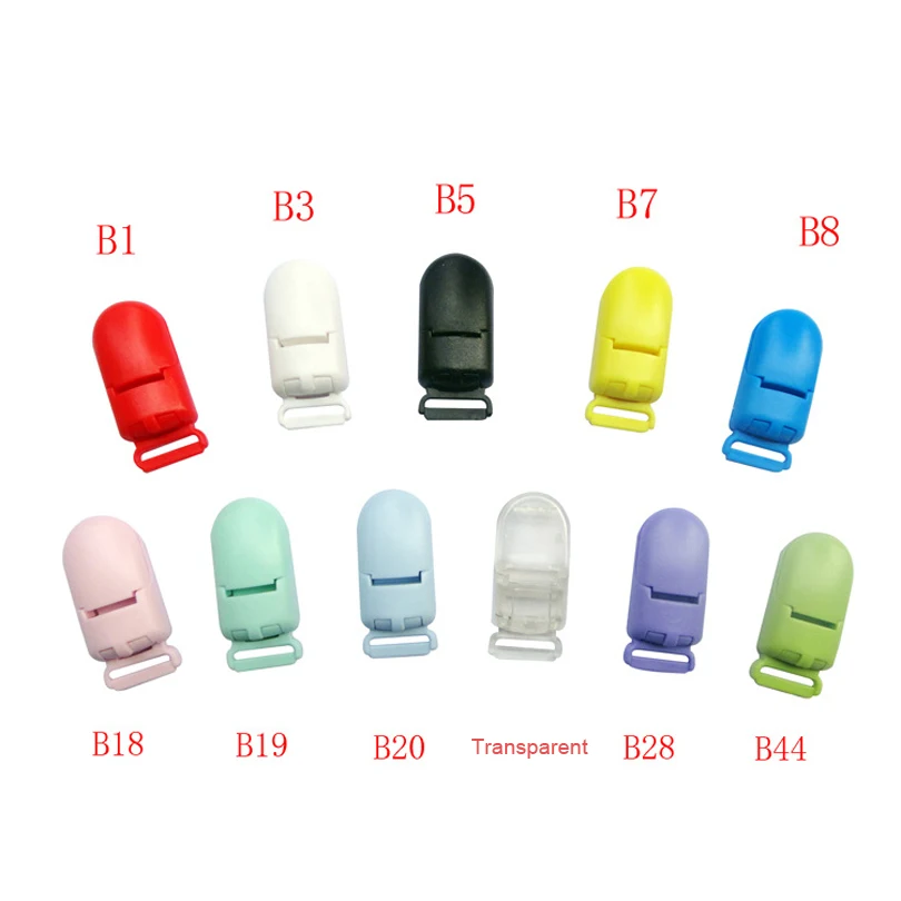 B Choose 100pcs 100 шт. клипсы для соски 15 мм пластиковый нагрудник для младенцев зажим для сосков пустышка держатель для цепочка для детской соски DIY Прорезыватель для зубов с прищепкой - Цвет: B Choose 100pcs