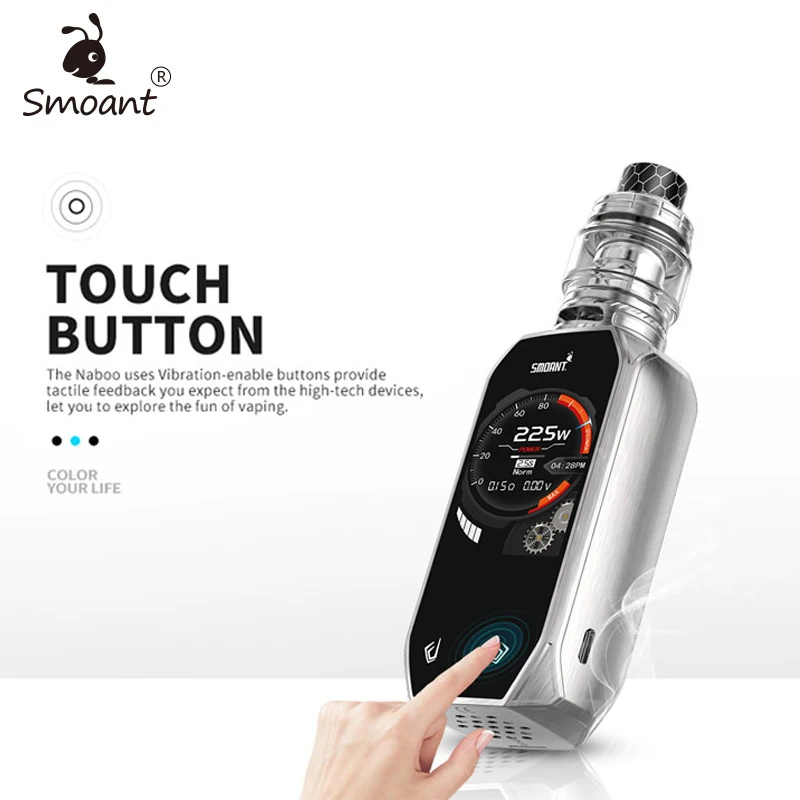 Оригинальный Smoant Набу 225 Вт комплект сенсорная кнопка Max 2 4 дюймов сенсорный экран