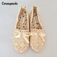 careaymade new japanese style pure handmade lace shoeswomen the retro art mori girl shoessummer ladies flats shoes5 colors
