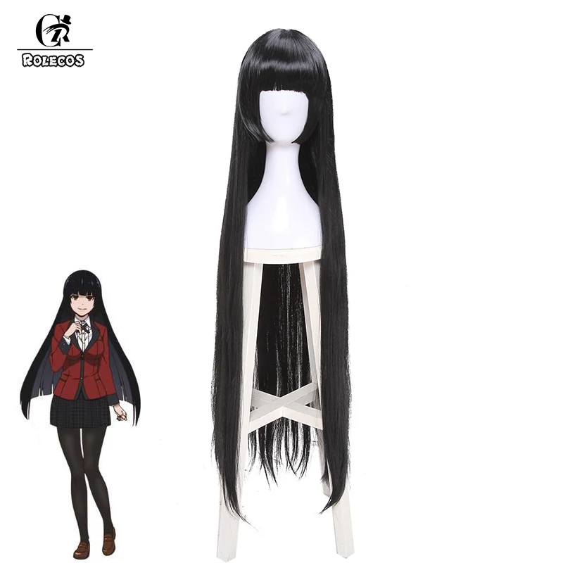 Волосы для косплея аниме Kakegurui ROLECOS косплей Yumeko Jabami длиной 100 см черного цвета