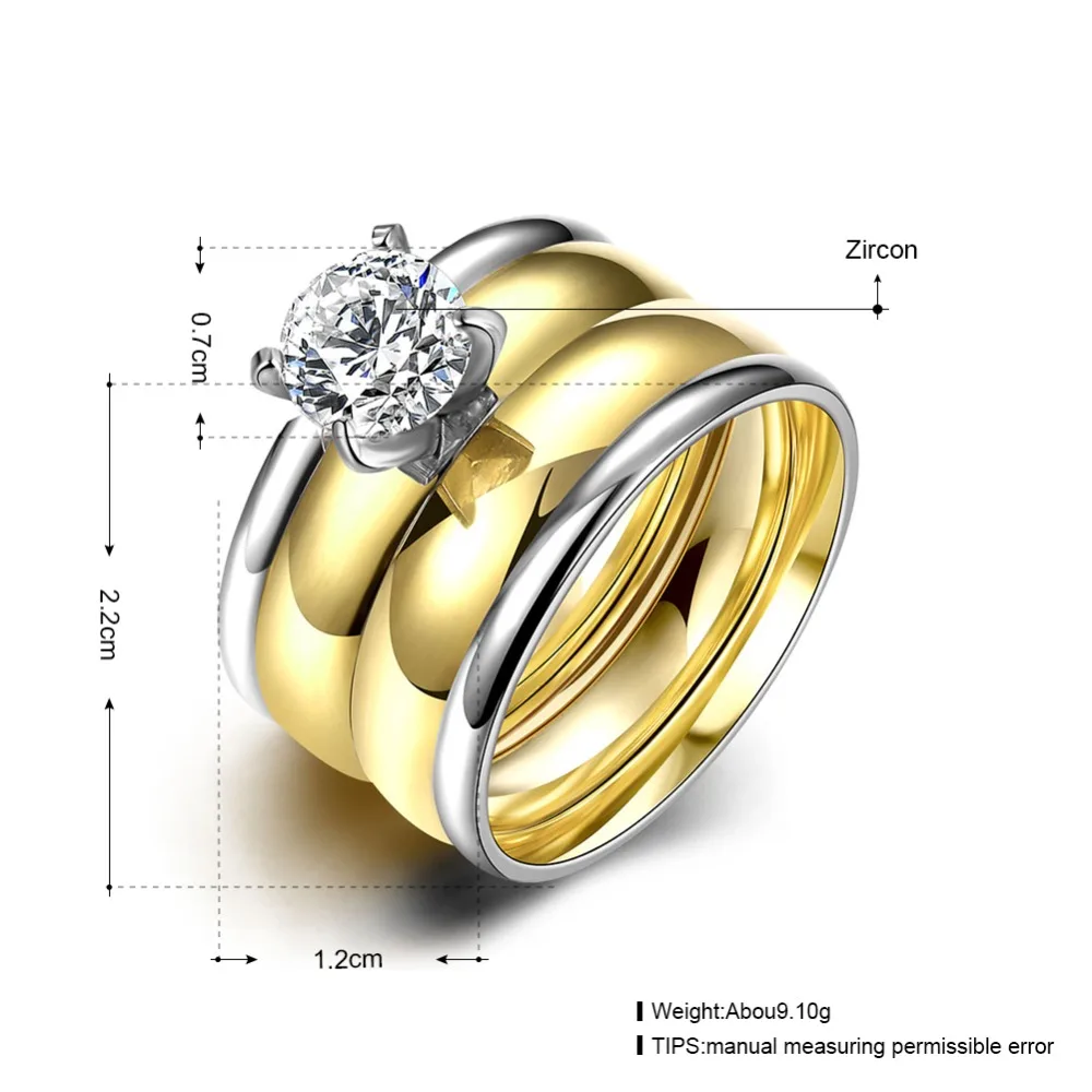 2016 новое желтое золото покрыло кольцо с циркон кристалл ювелирные изделия