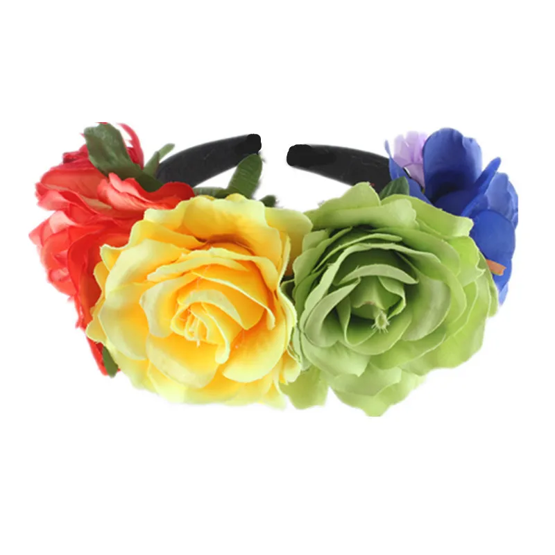 Женская Гавайская растягивающаяся Роза Цветочная корона для гирлянды ободок