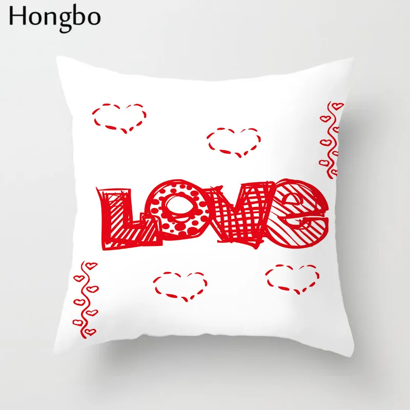Чехол для подушки Hongbo Pink Love полиэстеровый мягкий декоративный чехол диванной
