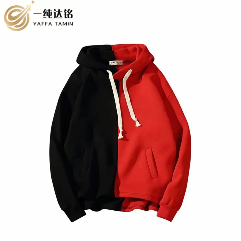 

Patchwork Hoodies Men Hood Loose High Street Hoodies with velvet Sweatshirts Pullover Fashion Streetwear Casual hooded Hoodies