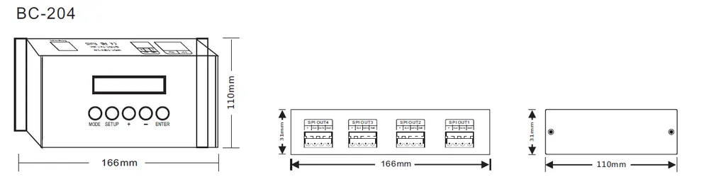 BC-204; Artnet к SPI/DMX контроллер пиксельный светильник; Eternet вход Протокола; 680 пикселей* 4CH+ один порт(1X512 каналов) выход; DC5V-24V