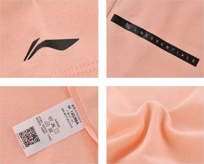 Li-Ning, Женская тренировочная серия, футболка, дышащая, 50% хлопок, 50% модал, обычная посадка, подкладка, Спортивная футболка, топы ATSN004 WTS1365