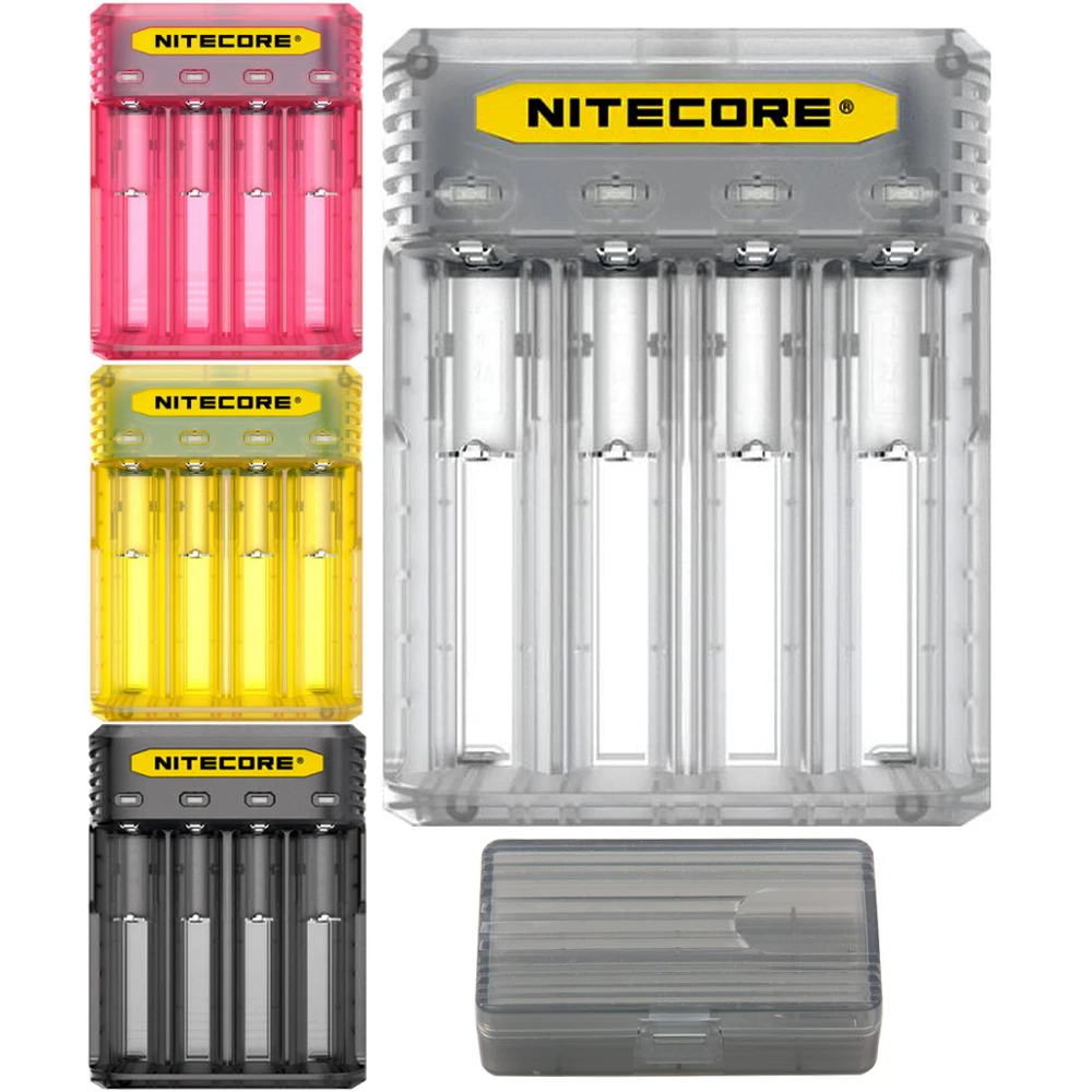 Nitecore Q4 симпатичное зарядное устройство для 18650 18350 14500 16340 RCR123 26650 IMR li ion/12 В вход