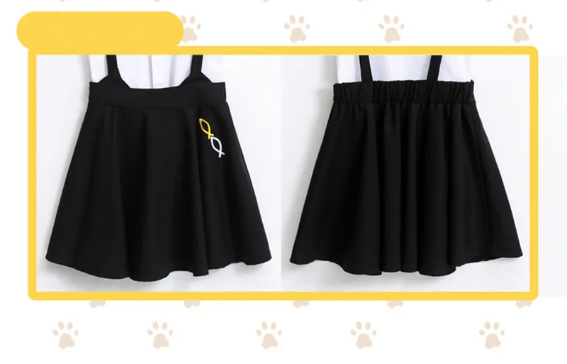 Anime Game Neko Atsume Cosplay costume High Quality Shirt+Suspender Skirt Suit | Тематическая одежда и униформа