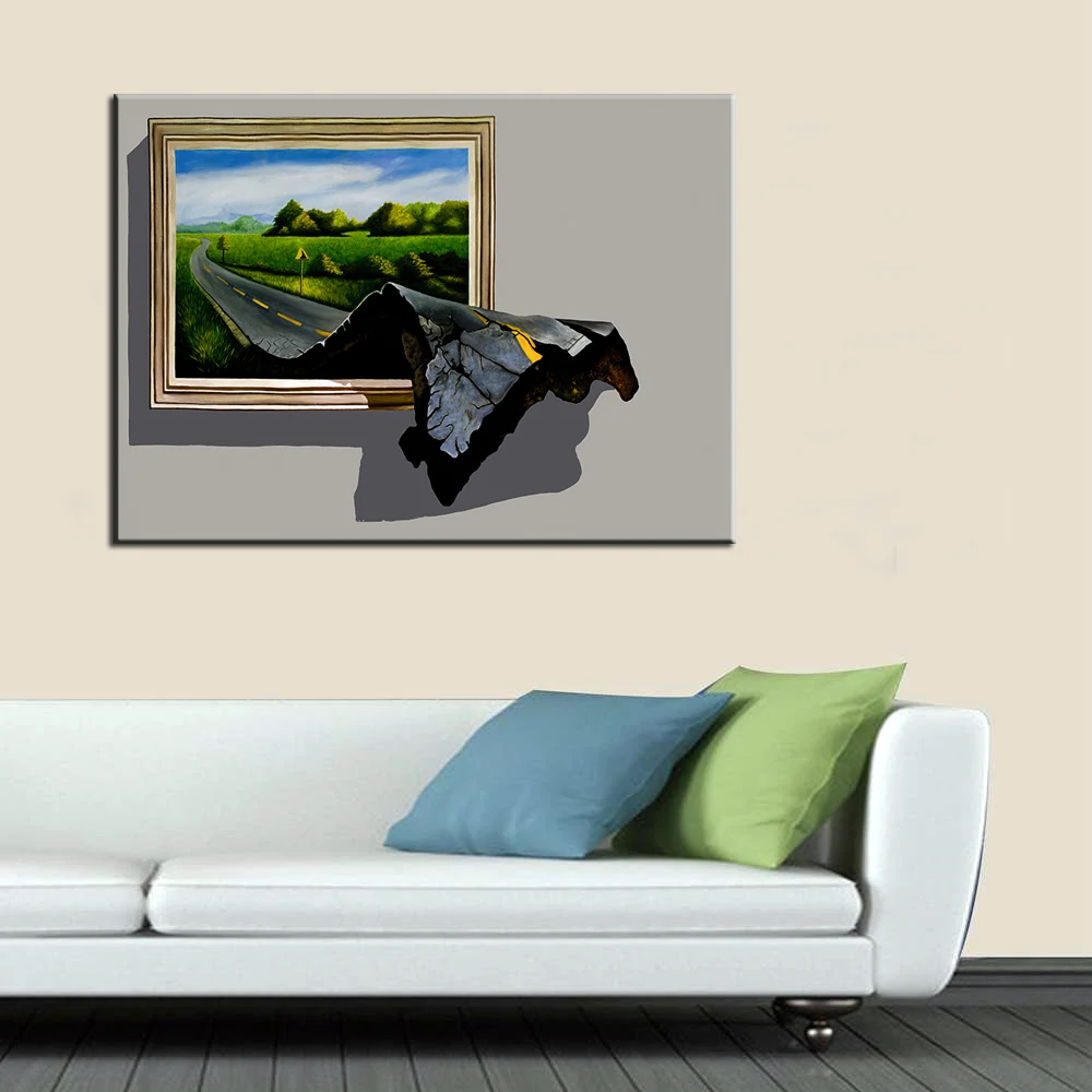 

Printed 3D Highway Landscape Oil Painting for Living Room Decor Printing Modern Road Painting for Hotel or Home Decor Art