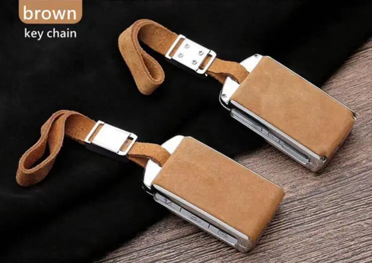brown key chain Высокое качество для Volvo XC90 XC60 S90 V90 автомобильный оцинкованный Сплав& Sued кожаный чехол-держатель для ключей чехол-брелок смарт-ключ запасная крышка - Название цвета: brown key chain