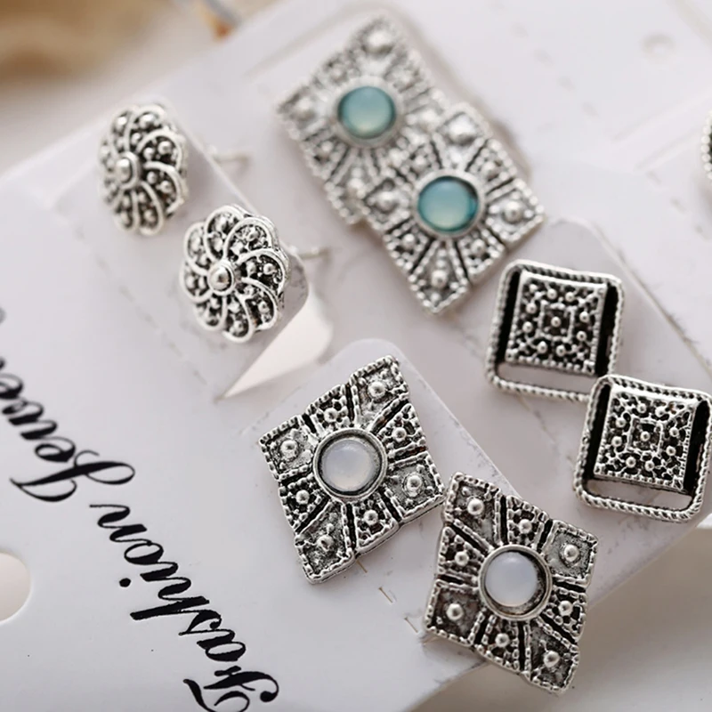 5Pairs/set Fashion Women Stud Earring Girls Birthday Party Mashup Earrings | Украшения и аксессуары