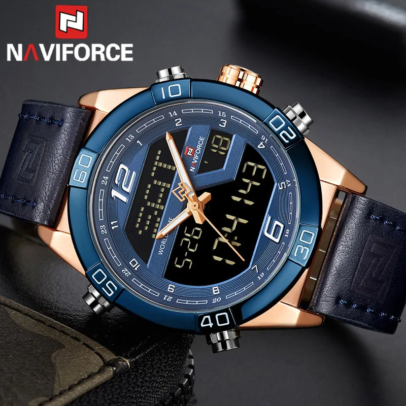 Часы наручные NAVIFORCE Мужские кварцевые роскошные модные спортивные