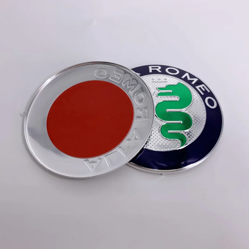 green 2 шт. 74 мм 7,4 см ALFA ROMEO Запчасти для 147 156 159 166 Giulietta паук GT автомобильные передние и задние эмблема значок на багажник стикеры наклейки для укладки волос - Цвет: green