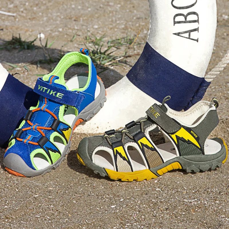 2016 новые летние детские сандалии оптовая продажа кожи дышащий мальчик Baotou