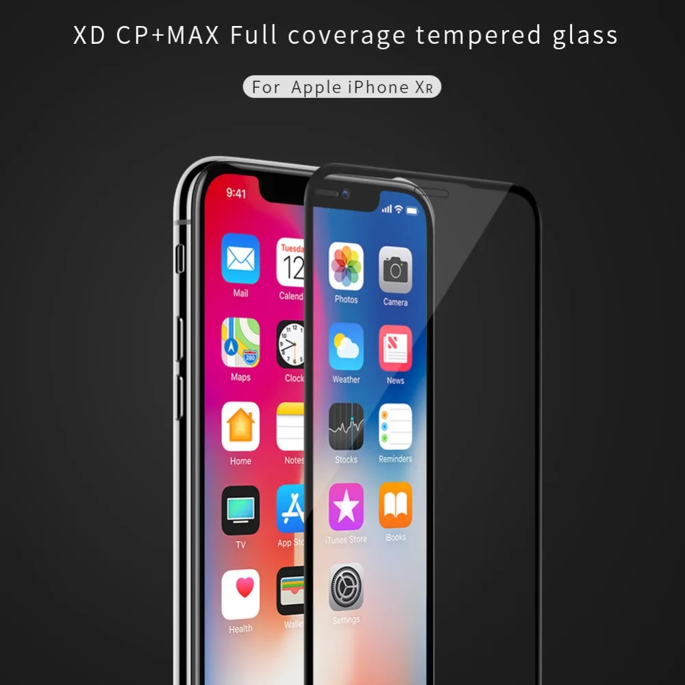 Полное покрытие защитное стекло для iPhone XR Nillkin XD CP + Max Закаленное Защитная