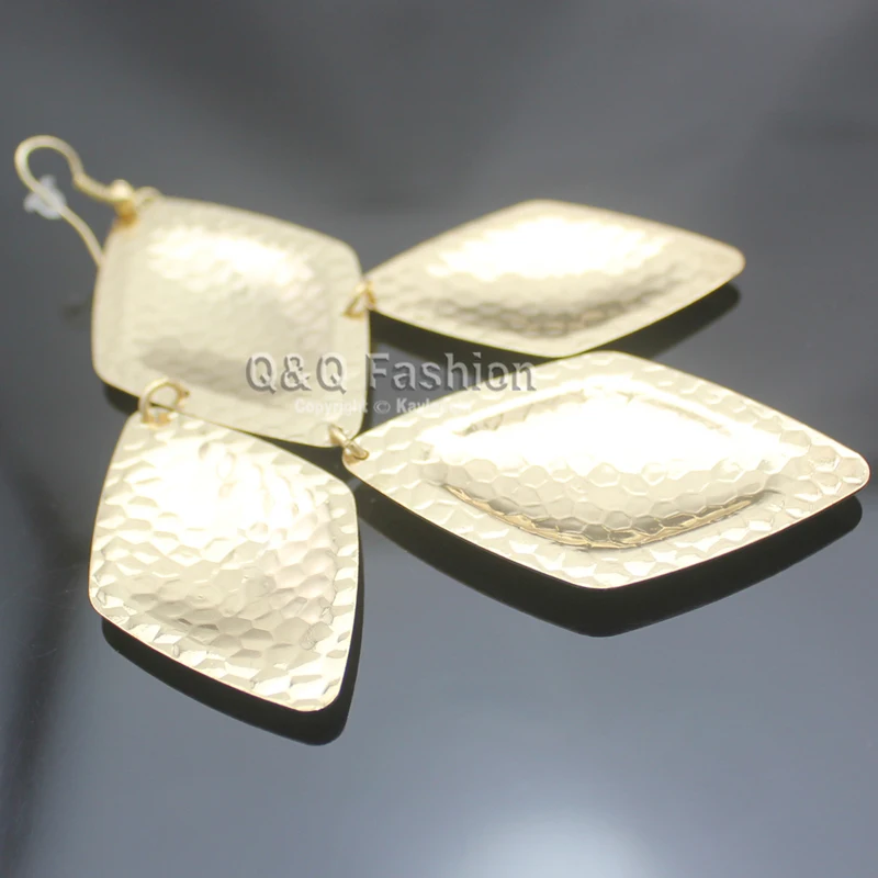 Art Deco Gold Textured Snake Puffy Rhombus Ethnic Big Dangle Earrings Gift Jewelry New | Украшения и аксессуары
