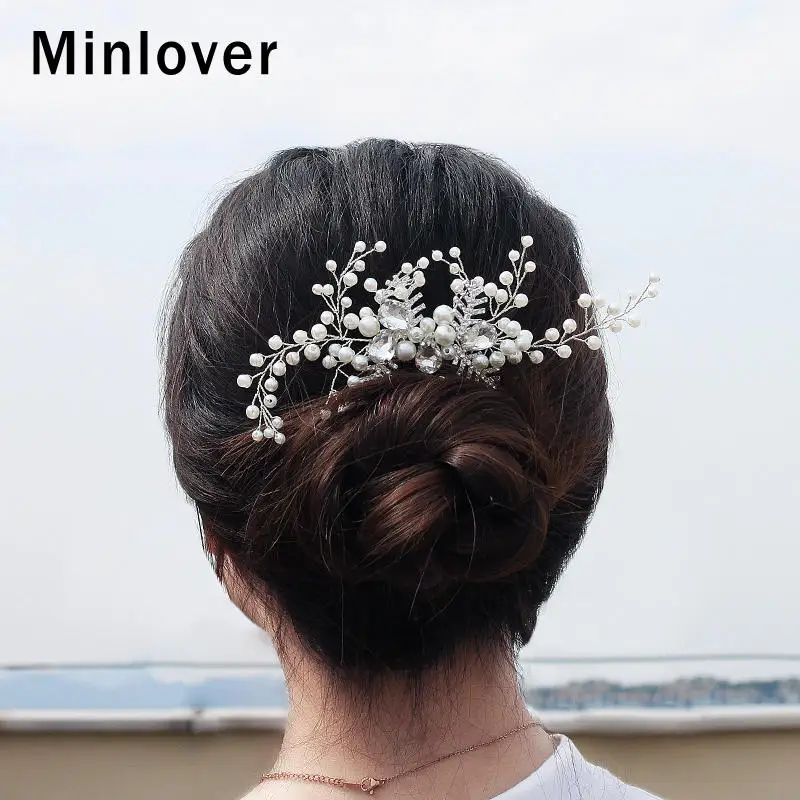 Minlover большой кристалл свадебные гребни для волос головной убор искусственный