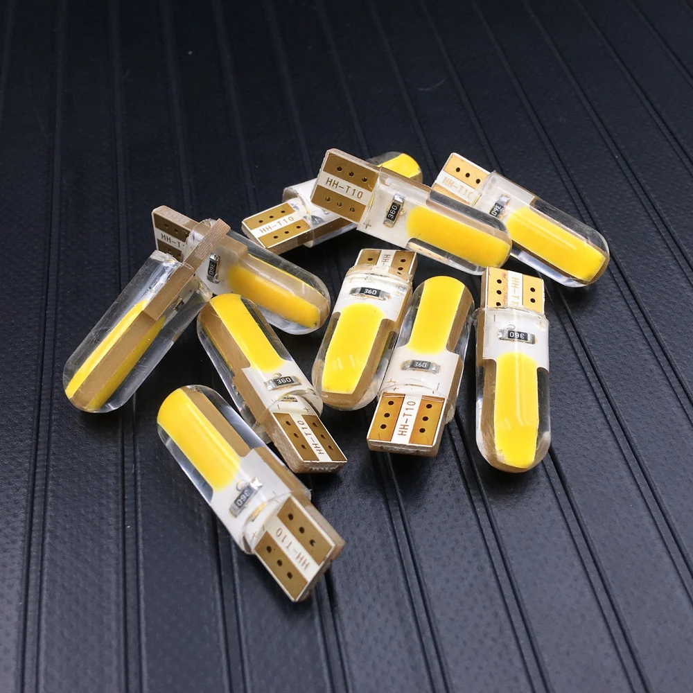 10 шт. T10 W5W светодиодный автомобильный интерьерный свет COB 12V 194 боковой сигнал