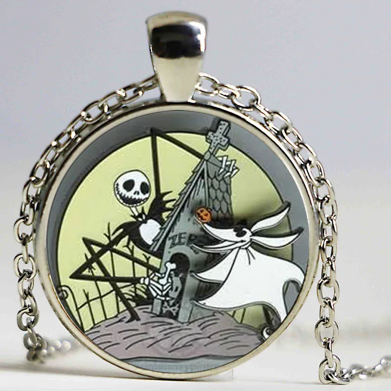 Оптовая продажа ожерелье серебряного цвета Cabocon Кошмар перед Рождеством