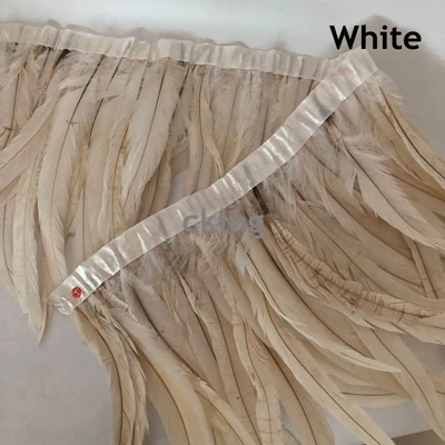 white Прямая с фабрики 35-40 см 14-16 дюймов Окрашенный черный петух/с перьями из хвоста петуха бахрома/отделка для юбки свадебные украшения - Цвет: white