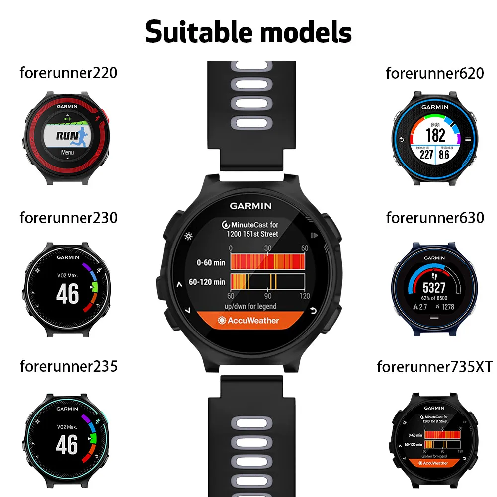 Силиконовый ремешок для наручных часов Garmin Forerunner 735XT 735/220/230/235/620/630 двойной