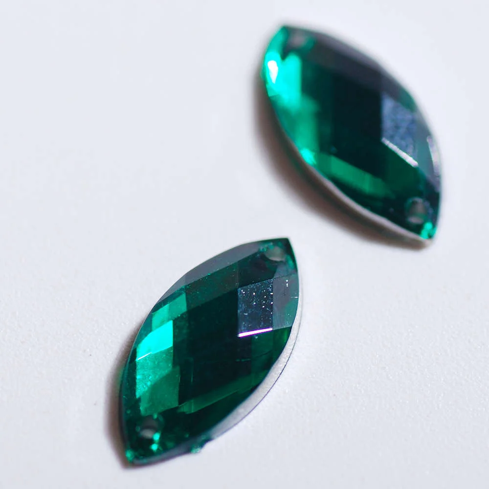 Emerald Hisenlee 7x15 мм 50 шт. пришить кристаллы Камни Швейные Кристалл лошадь; глаза; Акрил Стразы бусины для DIY одежды ремесла - Цвет: Emerald