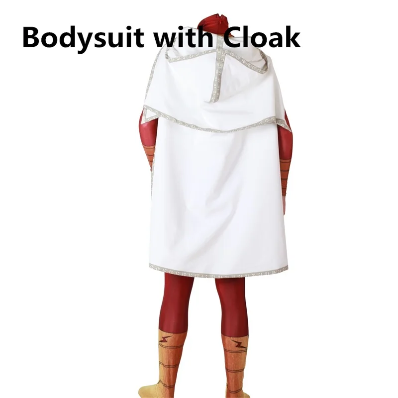 Bodysuit with Cloak Капитан Shazam Косплэй костюм героя зентай Билли Бэтсон супергероя боди костюм плащи-комбинезоны - Цвет: Bodysuit with Cloak