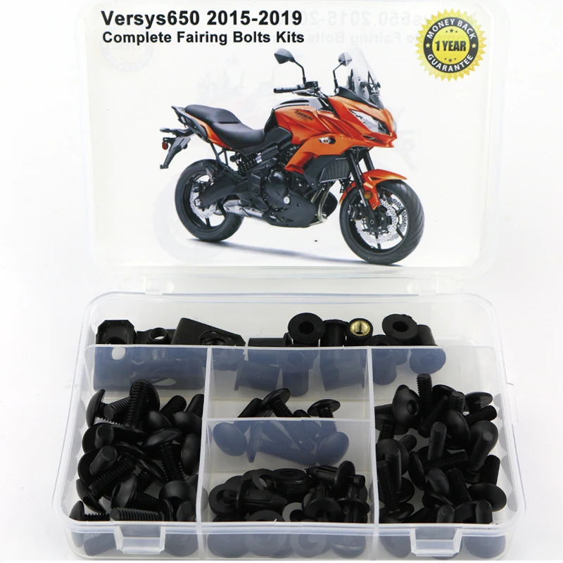 Black Для Kawasaki Versys 650 ЧПУ полный обтекатель Болты Комплект средства ухода за кожей винты шайба крепежных стальные гайки зажима - Цвет: Black