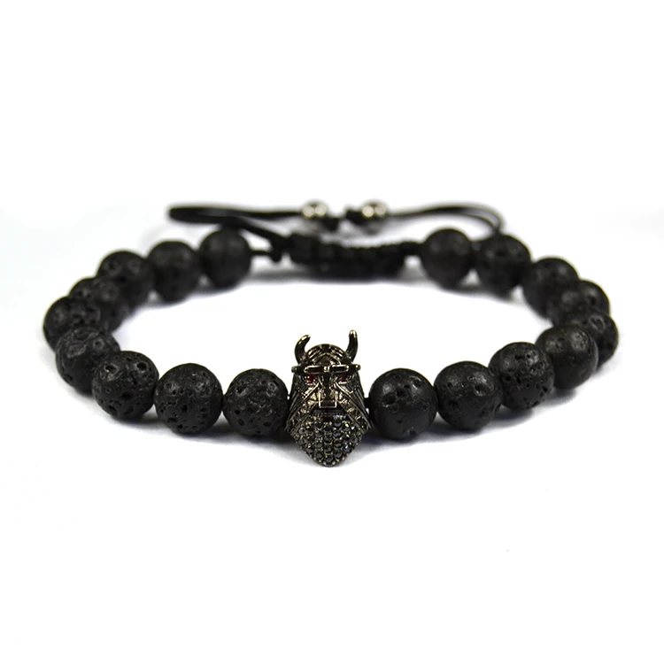Плетеный макраме браслет для мужчин из лавового камня Pulseira Masculina ювелирные