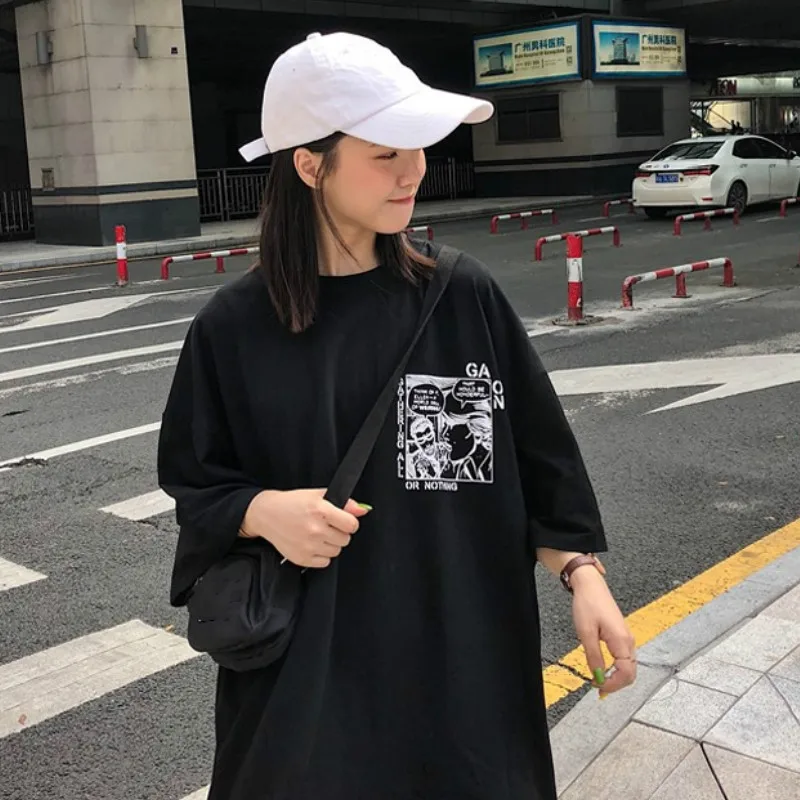 Женская футболка с круглым вырезом Korobov Harajuku корейские женские футболки коротким