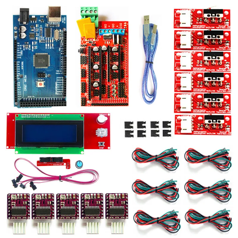 Комплект для 3d печати контроллера Arduino 2004 LCD + Mega 2560 R3 контроллер Ramps 1 4