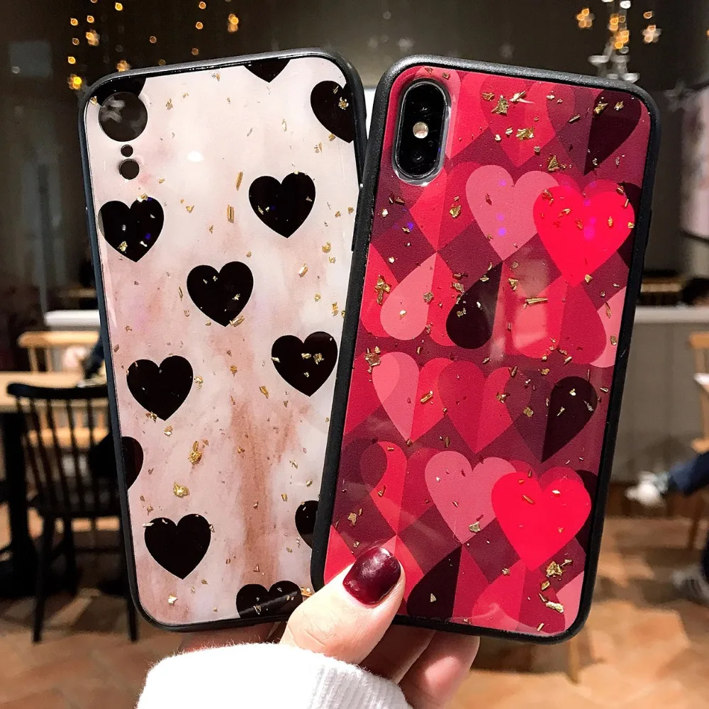 Cute Love Heart Case For iPhone 7 8 6 S 6S Plus Luxury Soft Silicon Cover X XS MAX XR 8Plus Woman Glitter Phone Cases |