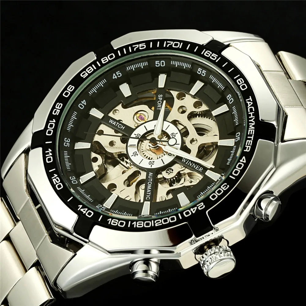 Winner люксовый бренд автоматические часы мужские классические самоветер Скелет
