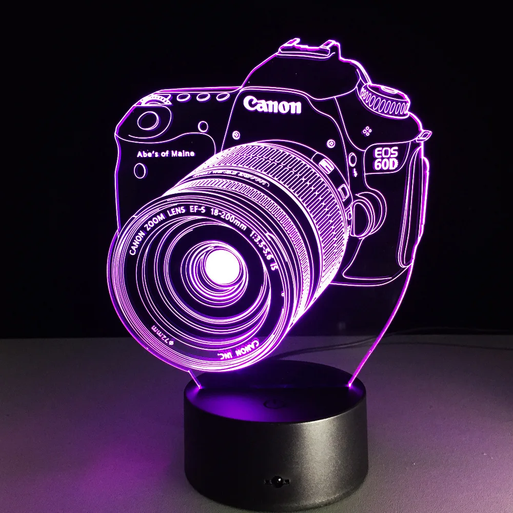 3D светодиодный ночник для камеры Canon акриловый цветной светильник с голограммой