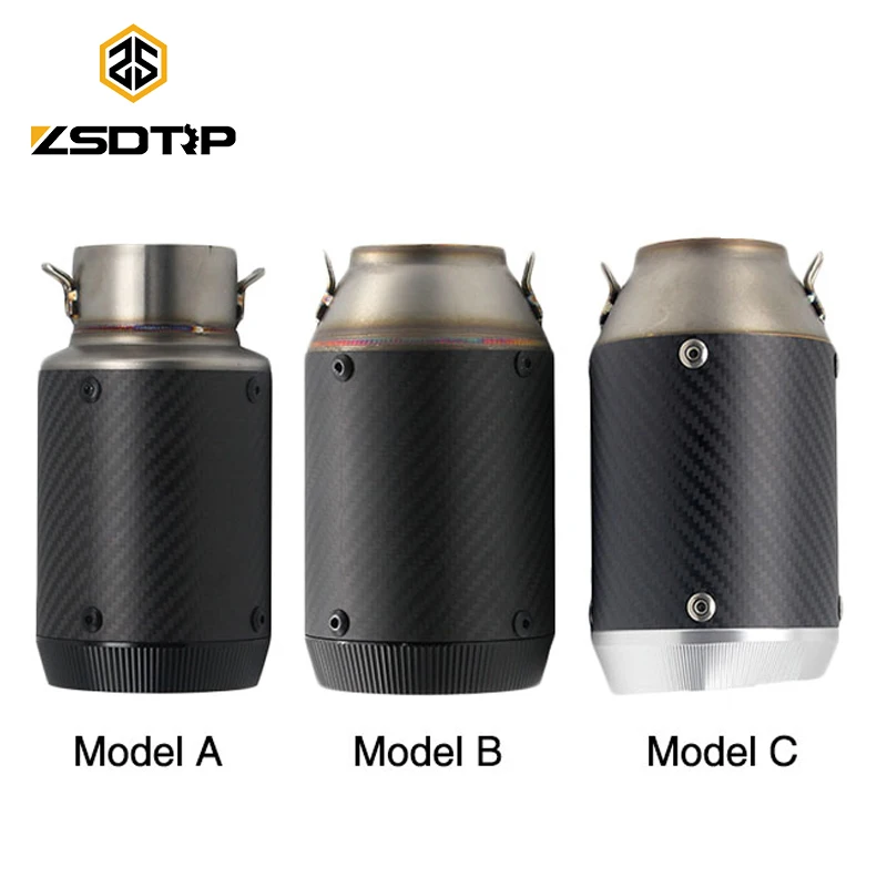 

ZSDTRP 51MM Universal Carbon Fiber Short Motorcycle Muffler for CBR125 YZF GSXR Z750 Z800 TMAX5 Motorcycles Scooters
