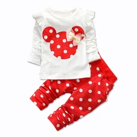 baby clothes cotton bow 2pcs sets baby girl full sleeve dot print t shirt pants suit newborn kids clothes new spring autumn