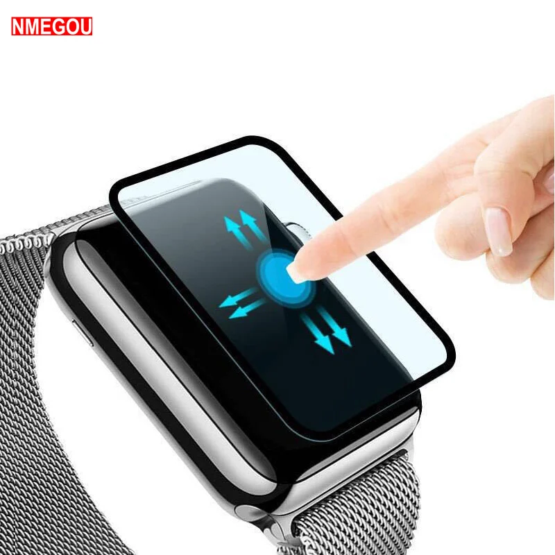 3D полное покрытие закаленное стекло Защита экрана для Apple Watch 38 мм/42 мм Iwatch черный