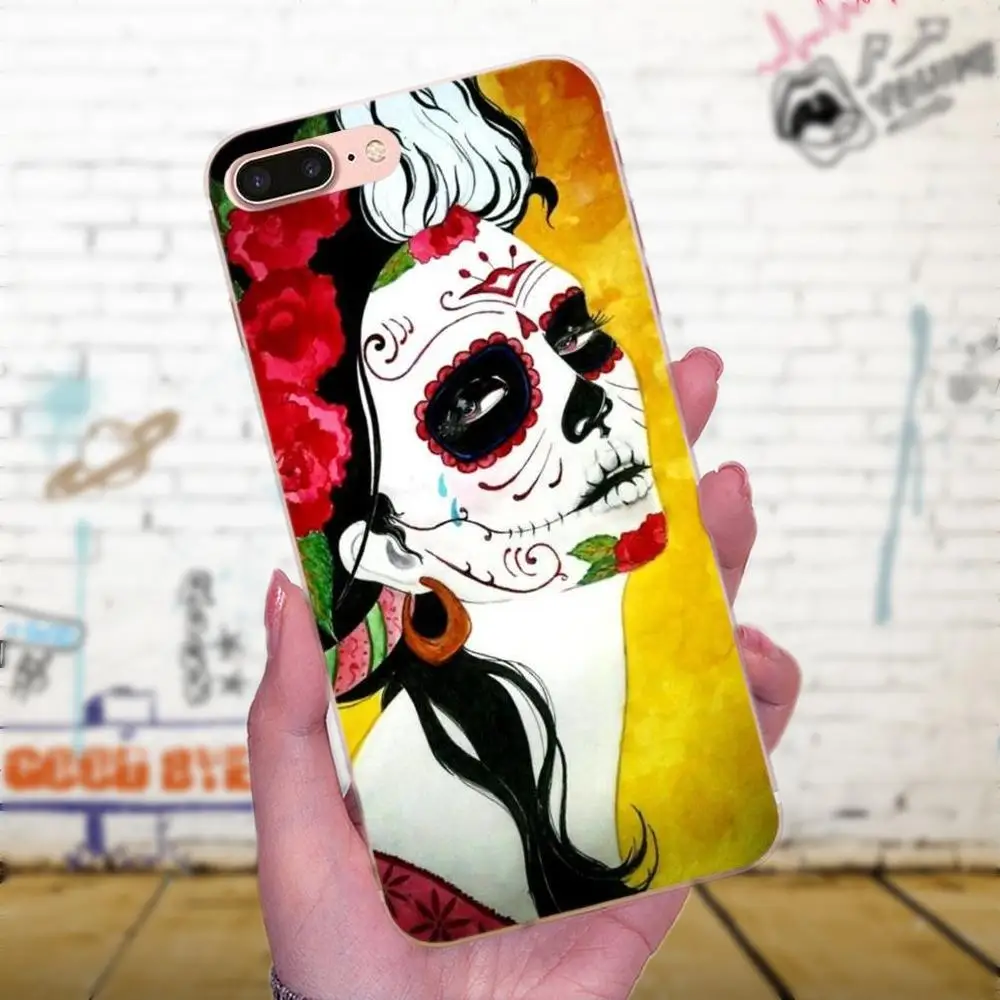 Catrina красивая Роза девушка череп искусство классика лучше ТПУ кожа телефона для