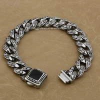 linsion solid 316l stainless steel rose flower bracelet mens biker link chain 4r013 free shipping