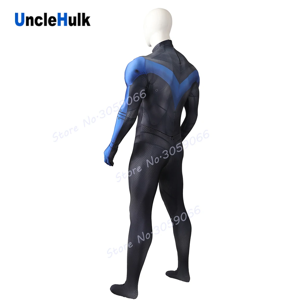 Костюм для косплея Nightwing Muscle черно синий костюм из спандекса с шелковой нитью