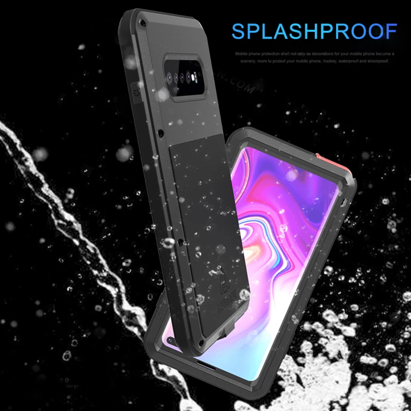 Мощный металлический чехол для Galaxy S10 + Защитная пленка Gorilla Glass Samsung plus роскошный