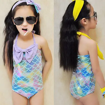Купальный костюм для девочек 2 7 лет летние цельные костюмы разных цветов с бантом