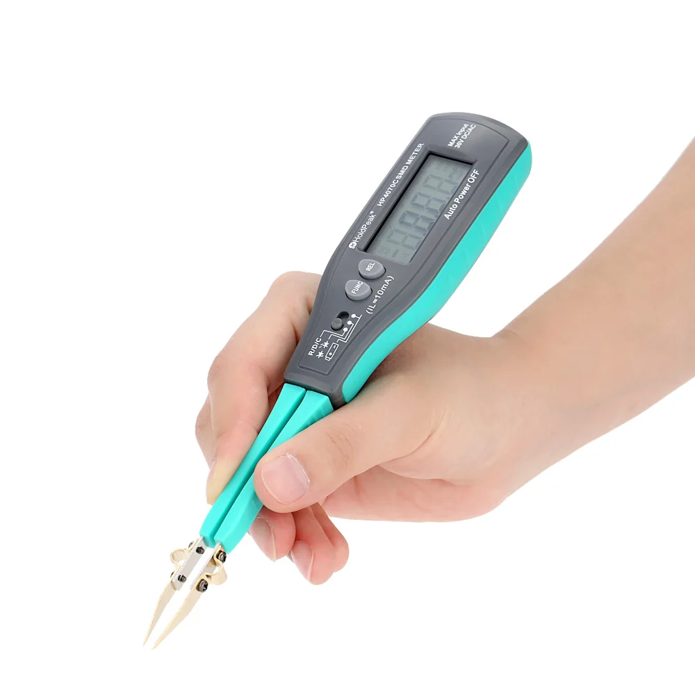 

HoldPeak HP-4070C Smart Testing Clips mini SMD Tester Continuity Meter Tweezers Intelligent Testing Clips with Relative Value