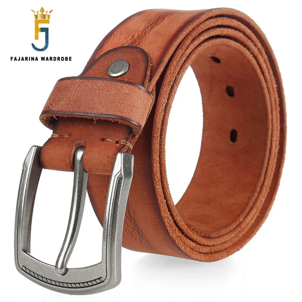 FAJARINA 2017 Mens Designer 100% Pure Real Striped Genuine Leather Belts for Men Top Quality Cowhide Straps Male Belt N17FJ309