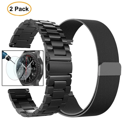 Black Black Ремешок для часов из нержавеющей стали 22 мм Миланская петля для samsung Galaxy Watch 46 мм gear S3 ремешок на запястье металлический ремень браслет - Цвет ремешка: Black Black