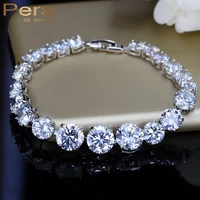 pera 2021 new fashion women chain link bracelets big round connected white cubic zirconia inlay jewelry for party gift b063