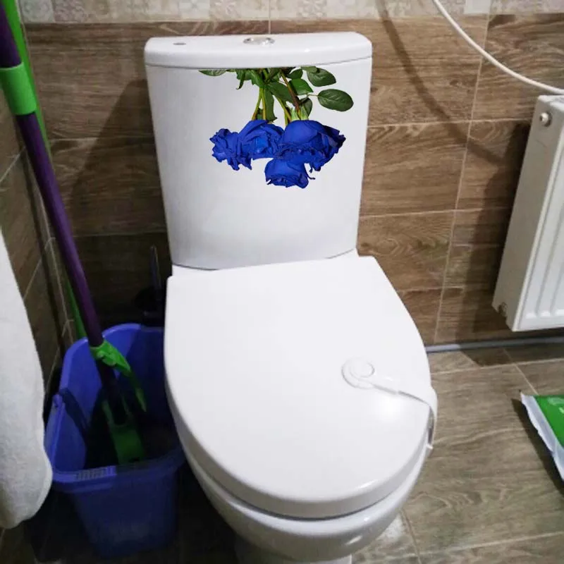 ZTTZDY 23.4*18.6CM Blue Enchantress Rose Classic Toilet Seat Stickers Home Living Room Wall Decor T2-0409 | Дом и сад