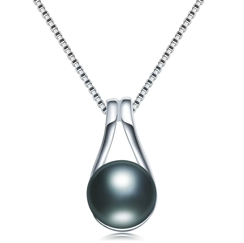 Fine natural pearl pendant necklace water drop necklace& amp,pendants for women fashion jewelry - Цвет камня: Черный