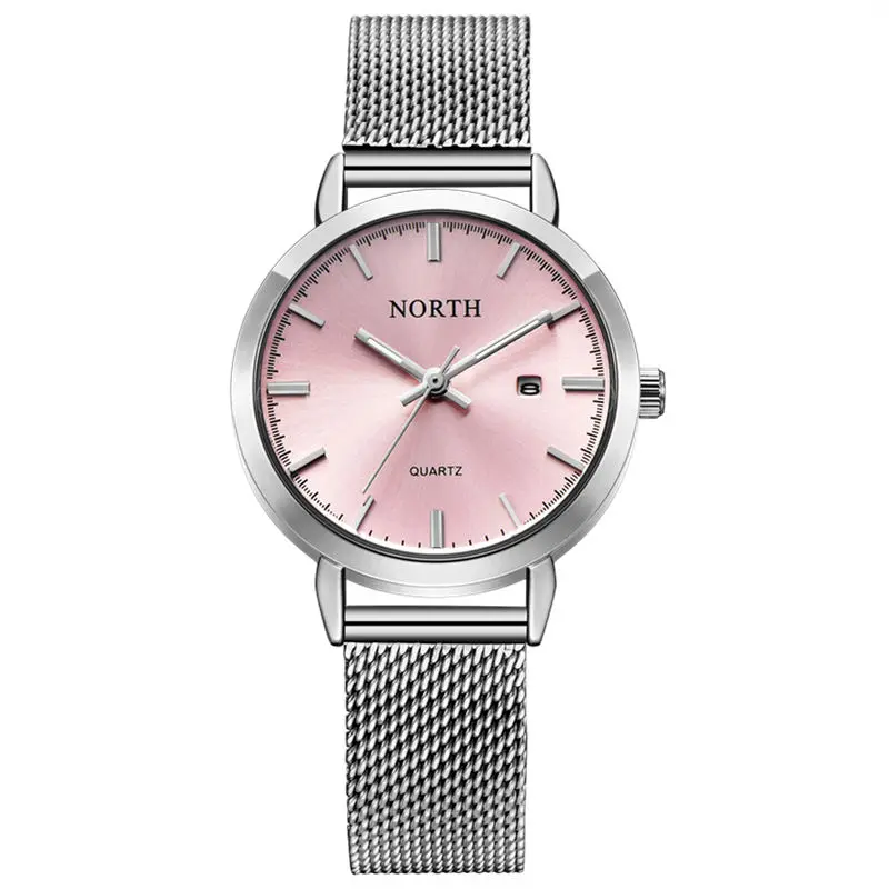 Pink Reloj Mujer NORTH женские часы люксовый бренд золотые кварцевые женские часы Женская мода платье браслет водонепроницаемые часы для жены - Цвет: Pink